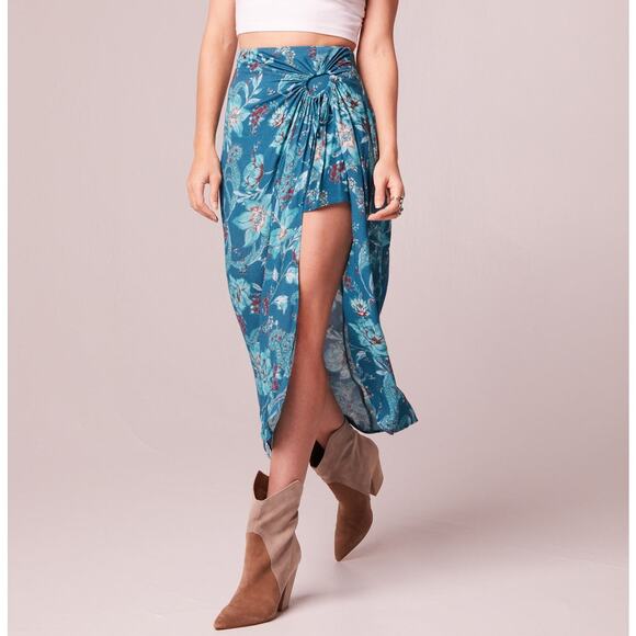 NWT Band of the Free Celene Floral Layered Midi Skirt Sz. M [8-10] Deep Teal - Picture 3 of 9